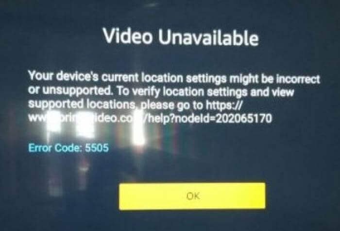 Amazon Prime Video 錯誤5505
