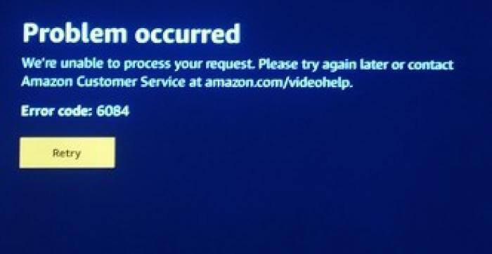 Amazon Prime Video 錯誤代碼6084