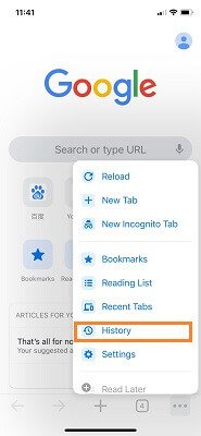 在iPhone 上查看Chrome 歷史記錄