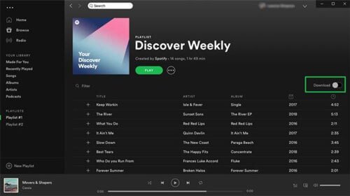 在電腦上下載Spotify 播放清單