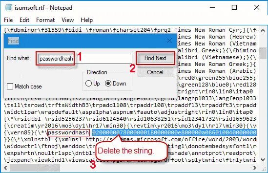 刪除「passwordhash」後面的整個字串