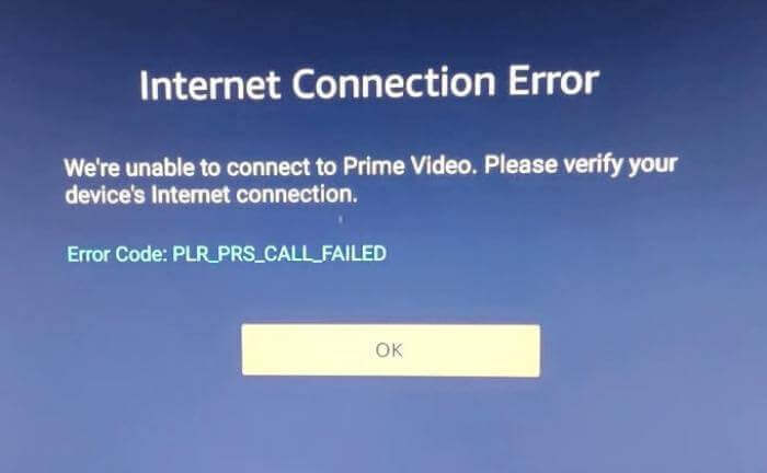 錯誤代碼Plr_prs_ call_ failed Amazon Video