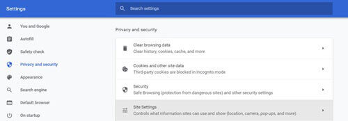隱私和安全chrome 瀏覽器