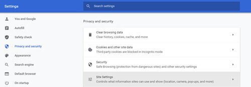 隱私和安全chrome 瀏覽器