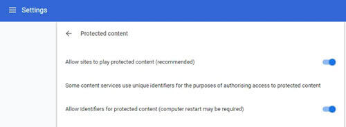 Chrome 中受保護的內容設定