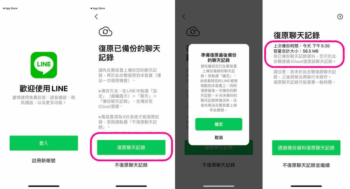 透過重裝LINE 應用找回iCloud LINE 備份